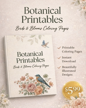 Botanical Printables: Birds & Blooms Coloring Pages RLE Chi-Town Books, LLC