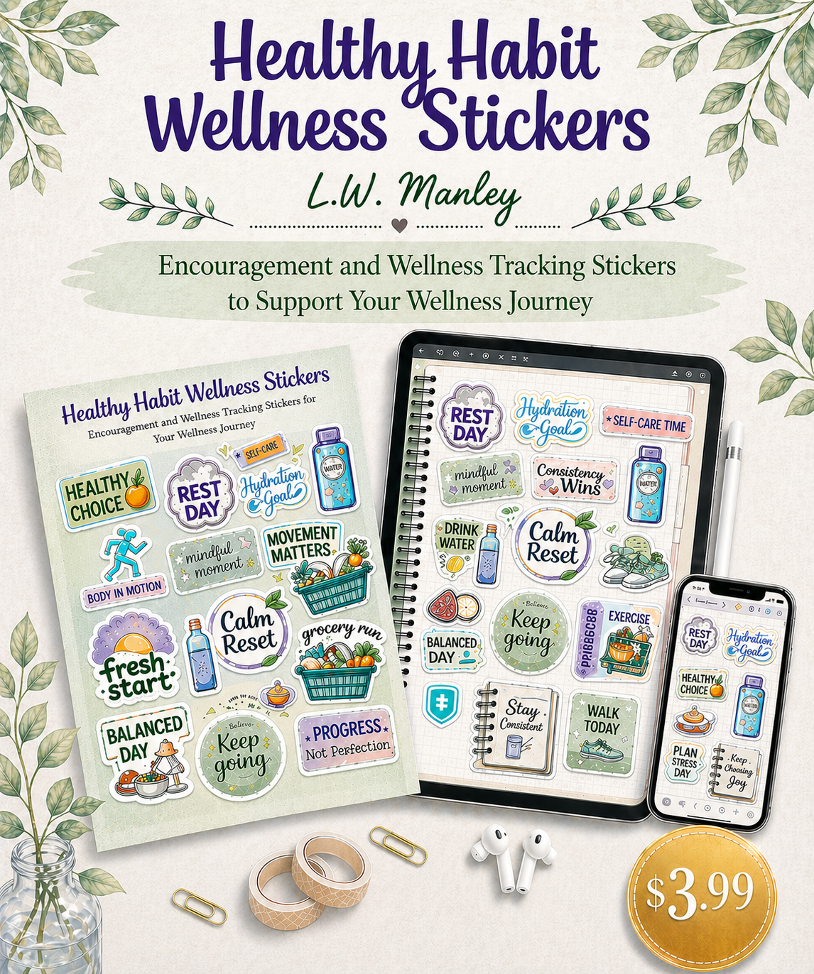 Healthy Habit Wellness Stickers RLE Chi-Town Books, LLC